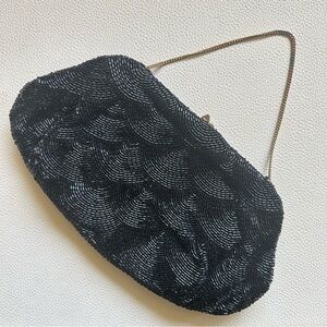 Vintage 40s Black Beaded Bag by Josef Made in France